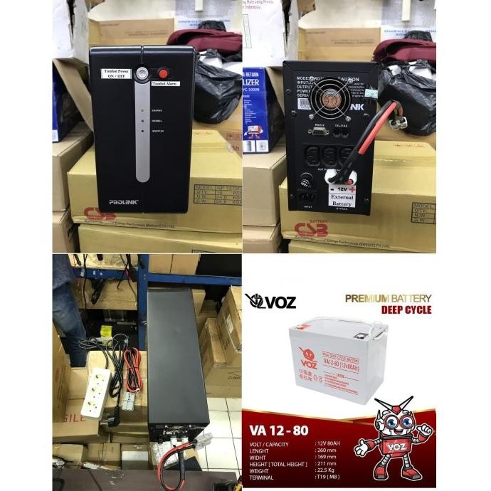 Paket Ups Modif Server Pulsa Prolink 1200Va + Battery 12v 80Ah