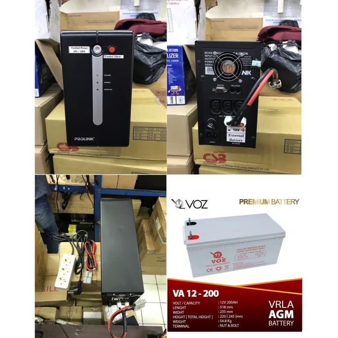 Paket Ups Modif Server Pulsa Prolink 1200Va + Battery 12v 200Ah