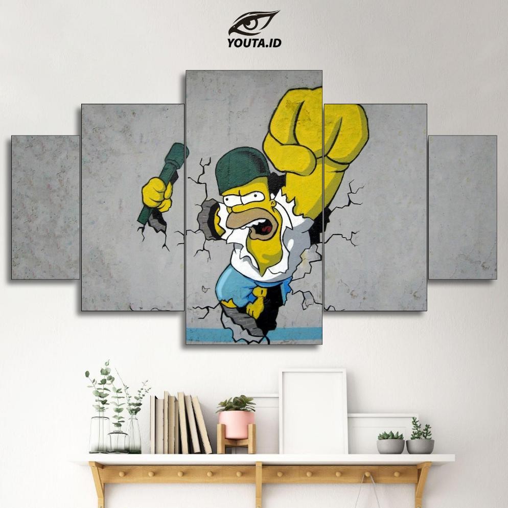 CR - YOUTA.ID HIASAN PAJANGAN DINDING THE SIMPSONS POSTER 1 SET THE SIMPSONS 5 Pcs POSTER KAYU WALL 