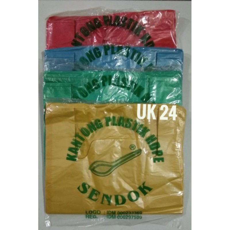 SALE KANTONG PLASTIK 24 WARNA WARNI HIJAU KUNING MERAH BIRU TANGGUNG UK 24 JA2