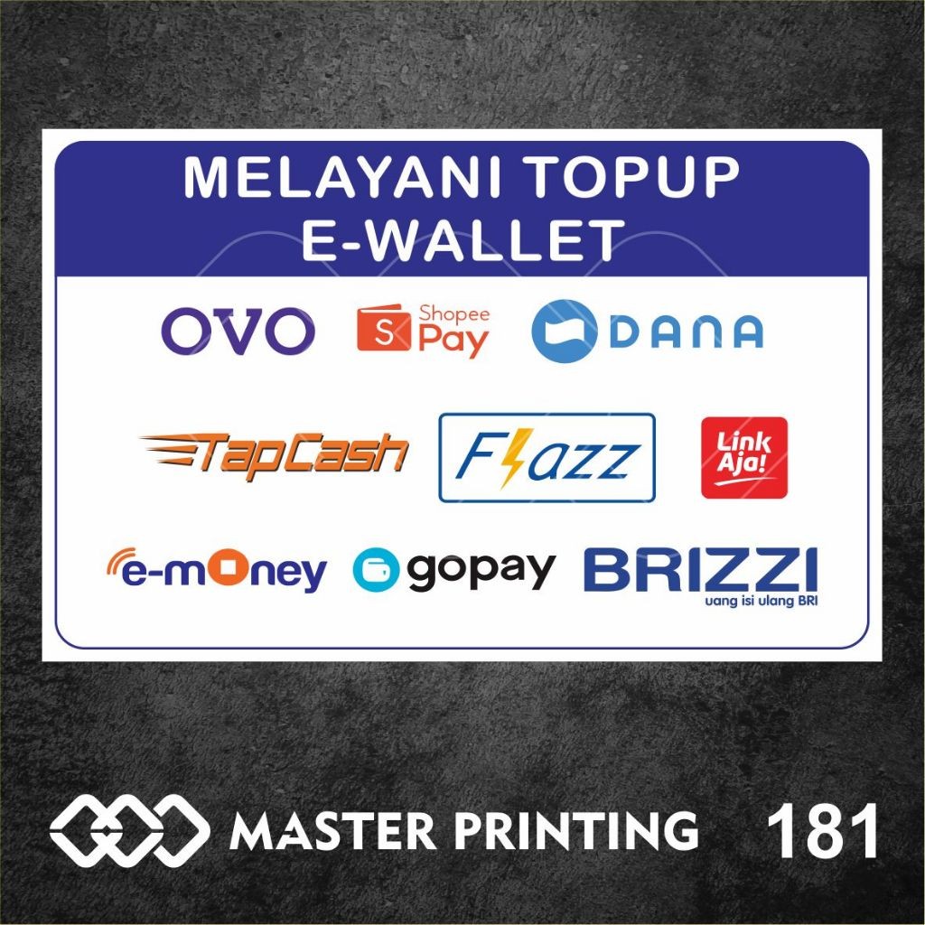 

Stiker Melayani Transfer dan Topup E-Wallet, Sticker Vinyl, Ritrama, Cutting, Premium, Tahan Air,