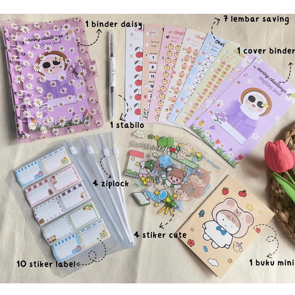 

TERMURAH PAKET NABUNG BINDER A6 DAISY | PAKET BINDER MENABUNG A6 Me41