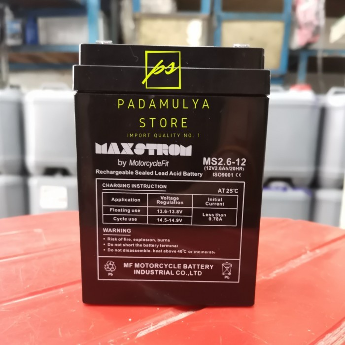 Aki Kering Battery Timbangan Lampu Emergency 12V 2.6Ah Maxstrom Vrla