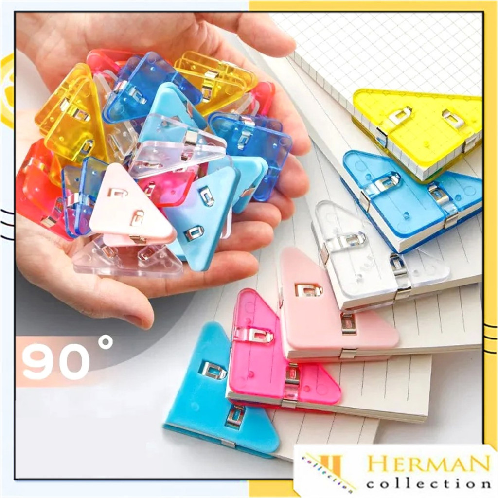 

HC Paper Clip Segitiga Warna-Warni Klip Sudut Penjepit Buku Akrilik Penjepit Kertas Binder Plastik
