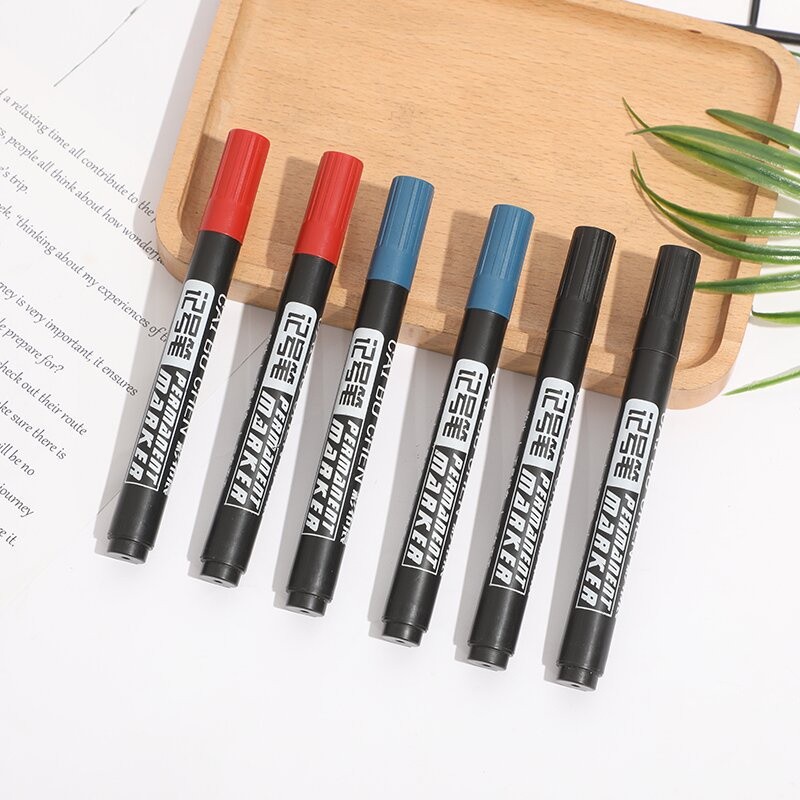

WD Spidol Permanent Marker Permanen Tahan Air Alat Tulis Spidol Cepat Kering Tinta Minyak Hitam Biru