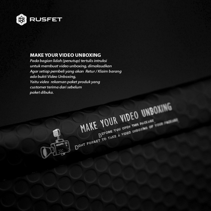 RUSFET Amplop Bubble Mailer, Rusfet PREMIUM Mailer Black Hitam Wrap Envelope