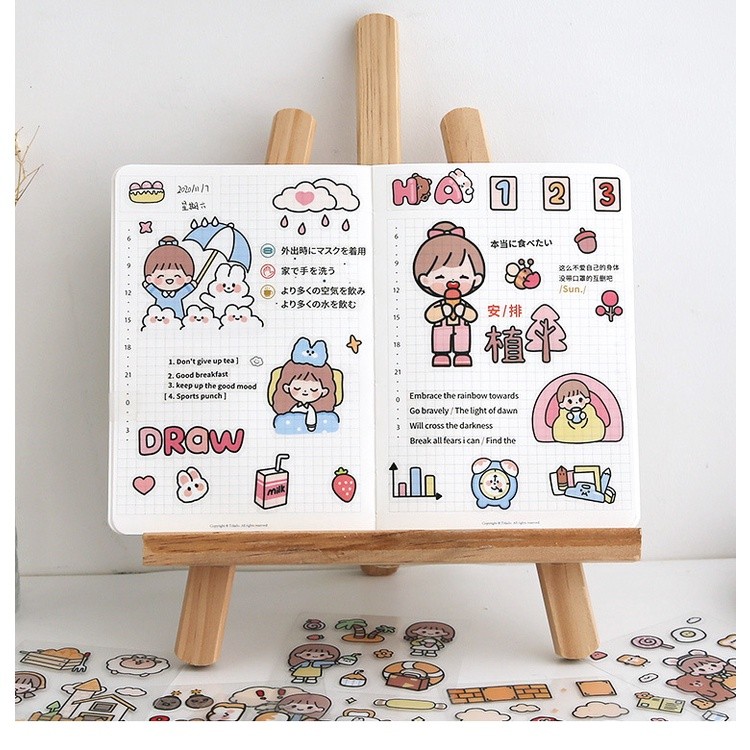 

100 Lembar Stiker Motif Kartun Korea Lucu Anti Air Dekorasi Handbook Scrapbook DIY JM