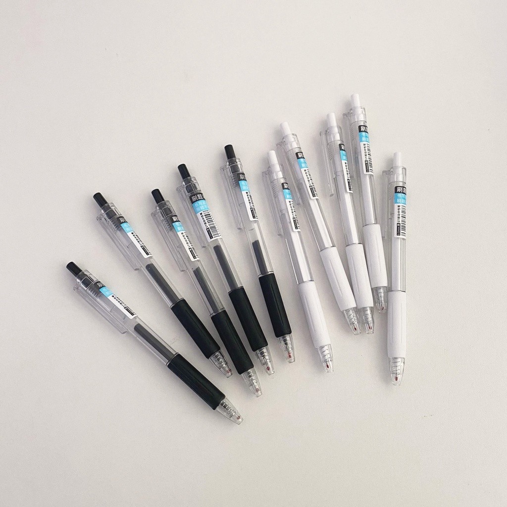 

[MILOLI] Pena Gel Simple Pen White black Mekanik 0.5mm Aesthetic Pen - D0036
