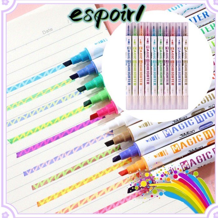 

Vee Espo 10Pcs/Set Penanda Neon Kantor Perlengkapan Sekolah Alat Gambar
