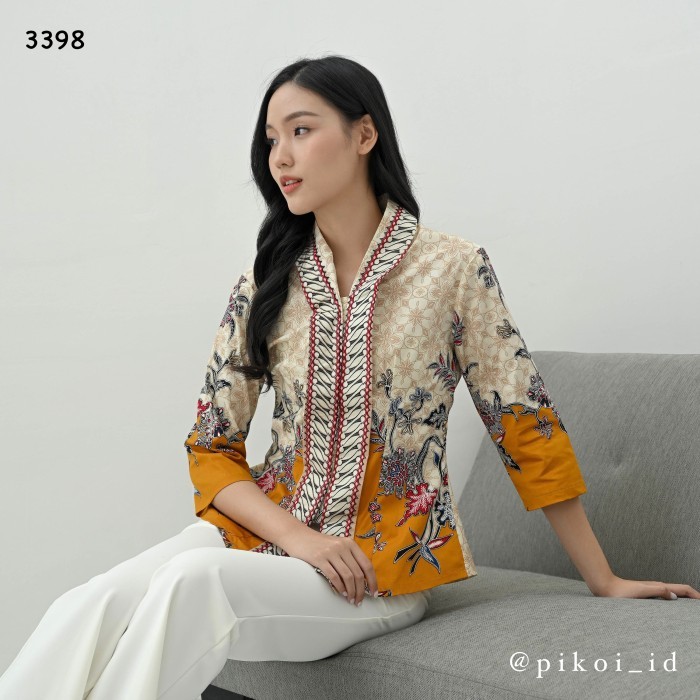Alib Baju Batik Wanita Lengan Panjang / Atasan Batik Kantor Seragam Pendek