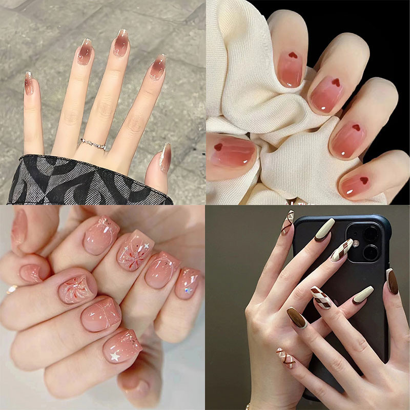 Kuku Palsu Nail Art 24pcs Kuku Palsu + Lem Kuku Palsu Lem Kuku Palsu Nail Art