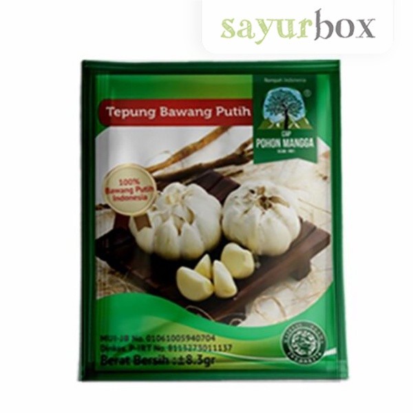 

Cap Pohon Mangga Bubuk Bawang Putih Organik 3 gram Sayurbox