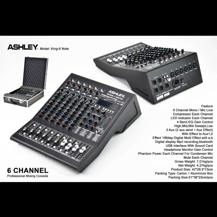 MIXER AUDIO ASHLEY KING6/KING 6 6CH ORIGINAL FREE HARDCASE/KOPER