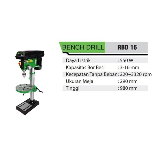Ryu Rbd16 Mesin Bor Duduk 16 Mm Listrik Electric Drill Press