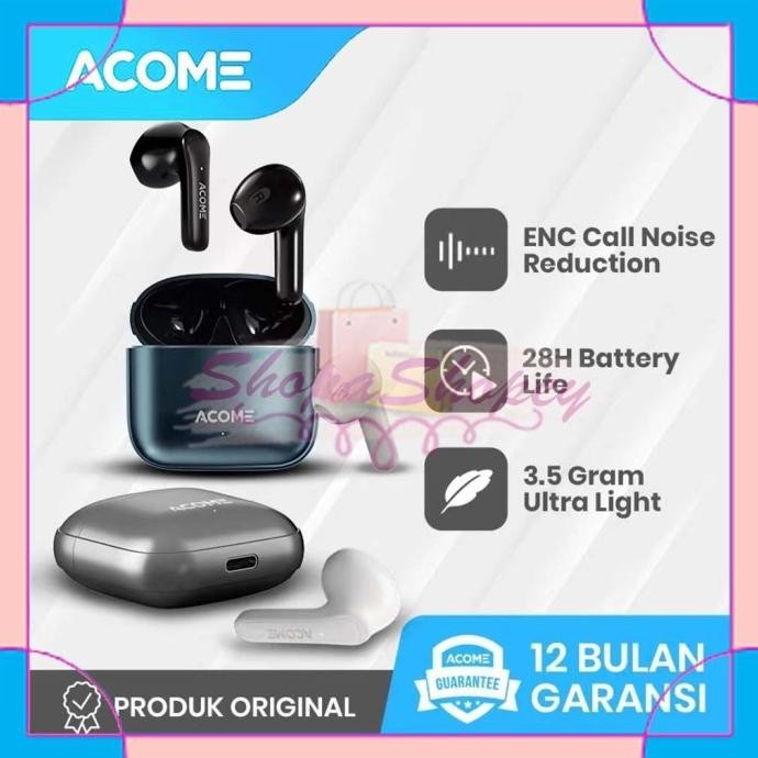 READY TWS Bluetooth ACOME Q1 ENC Call Noise Reduction Airdots Garansi Resmi