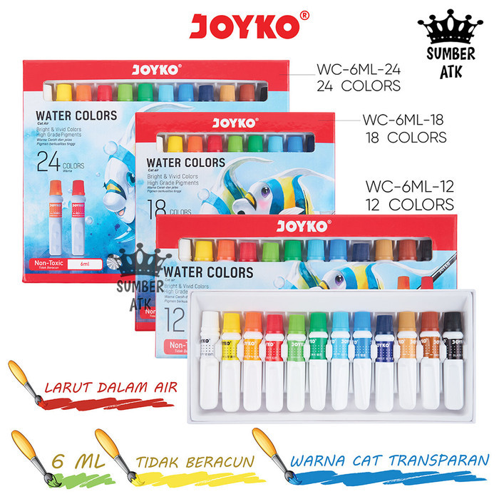 

Sale Cat Air Water Color Joyko Wac-6Ml 12 , 18 , 24 Warna