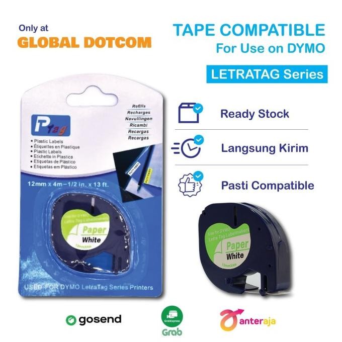 

DYMO LETRATAG LABEL TAPE PAPER WHITE 12MM ORIGINAL DAN TERPERCAYA