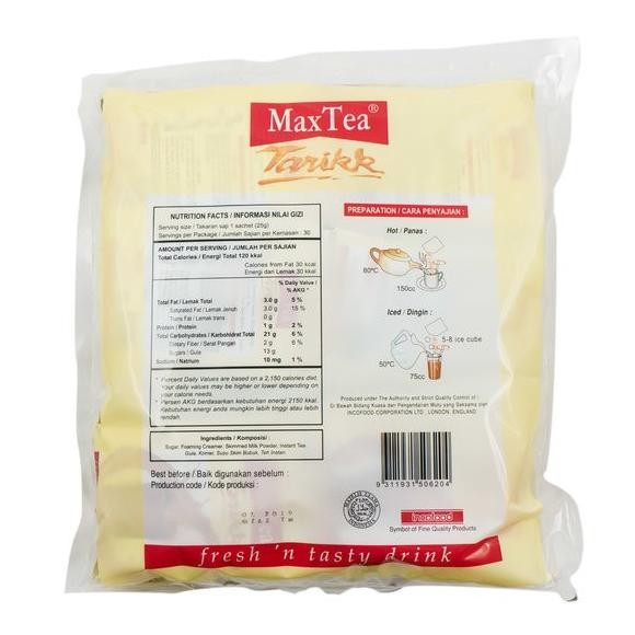 

READY STOCK MAXTEA TARIK MILK TEA 750GR - TEH SUSU TARIK GULA KRIMER (30 SACHET) !!!!!