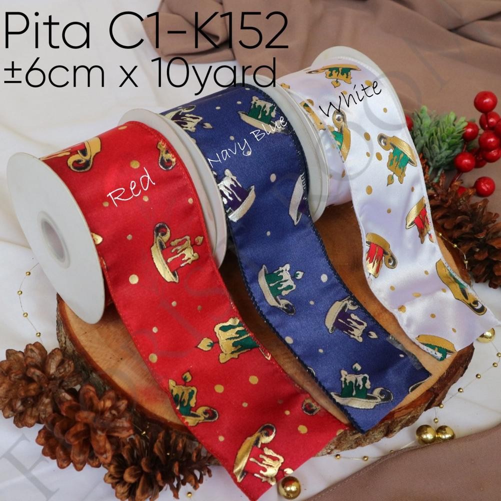 

ORIGINAL Pita C1-K152 6cm x 10Yard - Christmas Ribbon - Pita Natal - Pohon Natal It34