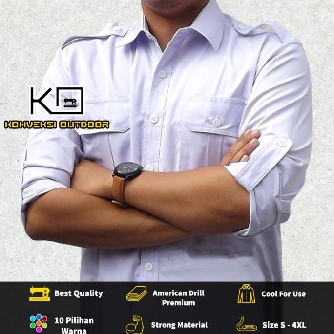 Baju Kemeja Pdl Outdoor Indoor Lengan Panjang Seragam Pdh Dinas Putih Premium Berkualitas