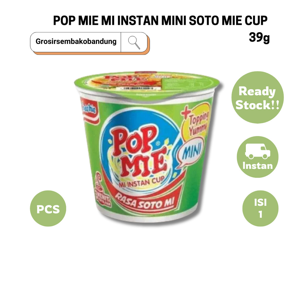 

POP MIE MI INSTAN MINI SOTO MIE CUP 39g - 1 Pcs - Kota Bandung