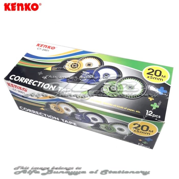 

Ready KENKO Correction Tape 20m CT 2001 (12pc) Tip x 20 Meter Tipe Ex Roll