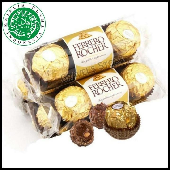 

[T3] Ferrero Rocher Isi 3 Pcs / Butir - Cokelat Kacang Hazelnut