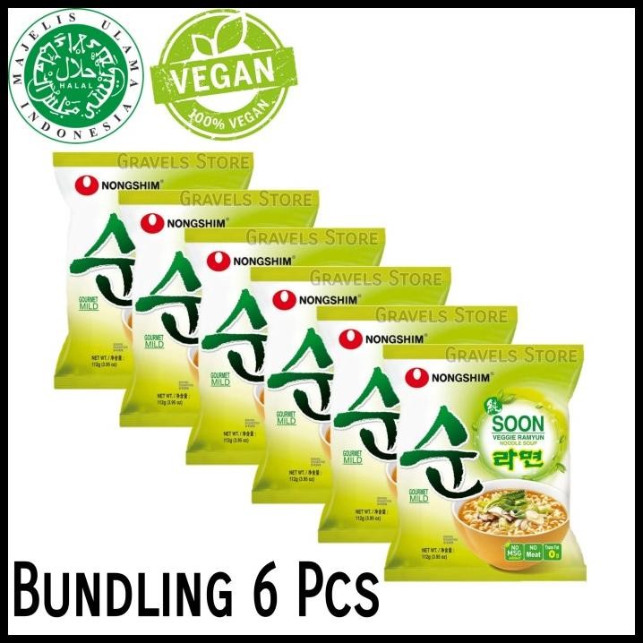 

[Bundling 6 Pcs] Nongshim Soon Veggie Ramyun - Vegetarian Ramen Vegan