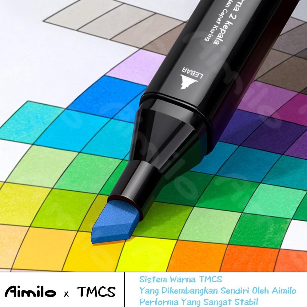 

Promo [Ready] Aimilo Spidol Warna Warni 1 Set Sketch Marker 2 Tip Touch Marker 48/60/80 Warna Hig Quality