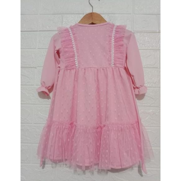 Flase Sale Baju Gamis Bayi Perempuan Plus Hijab - Gamis Bayi Brukat Tile Dot - Gamis Tile Dot - Gami