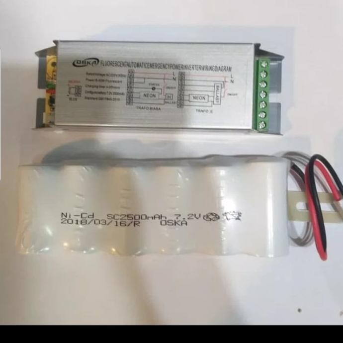 Baterai Emergency Nicad powerpack 6v tube T8 neon 6v 2500mAh t8 Nicad