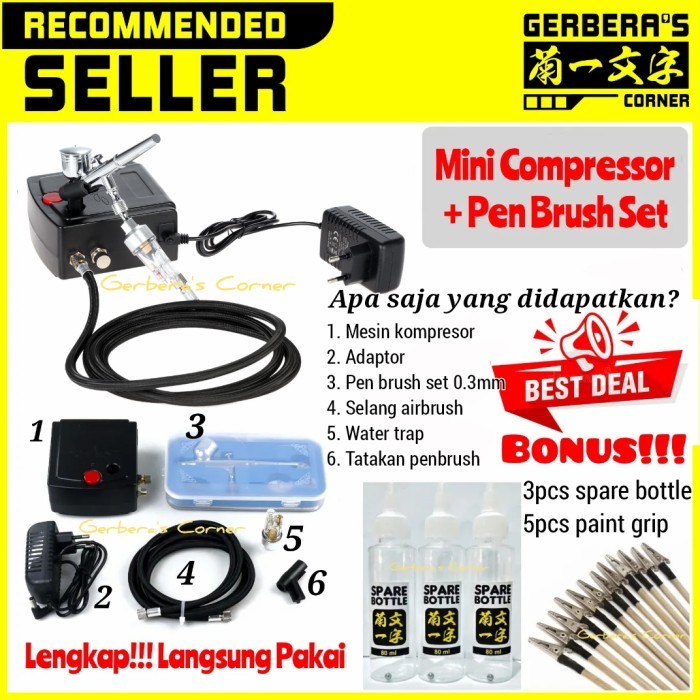 

Ba Mini Compressor + Pen Brush Set - Spray Gun Airbrush Air Compressor