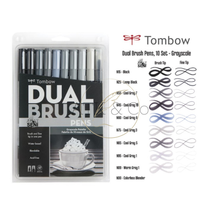 

Ba Tombow Dual Brush Pen Set 10 - Grayscale Palette