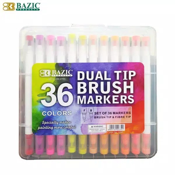 

Ba Dual Tip Brush Pen 36 Warna Bazic