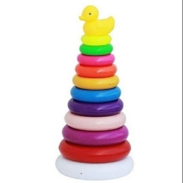 Jona Mainan Anak Ring Donat Jumbo 12 Susun / Baby Stacking Donut Duck.