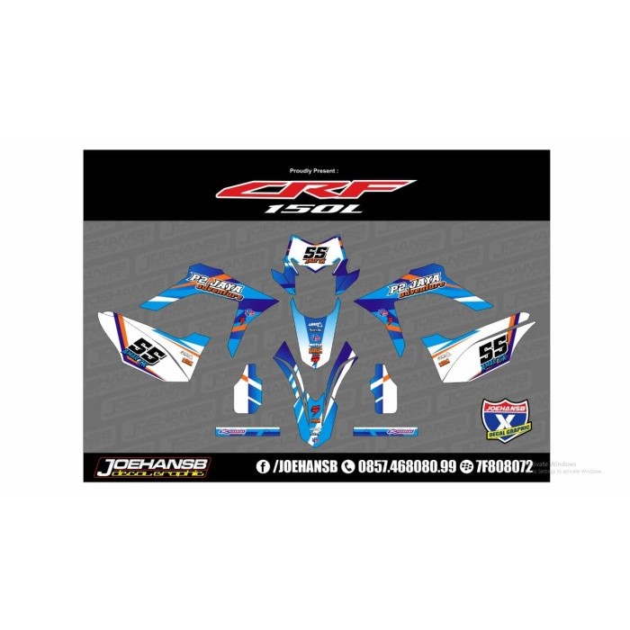 Ready  Decal CRF 150 L Full Body - Stiker CRF 150L Full Costum -tim biru