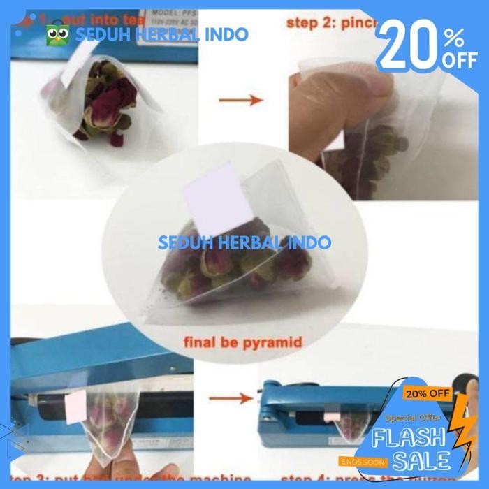 

NYLON PYRAMID EMPTY TEA BAG / KANTONG TEH KOSONG FOOD GRADE 50 PCS