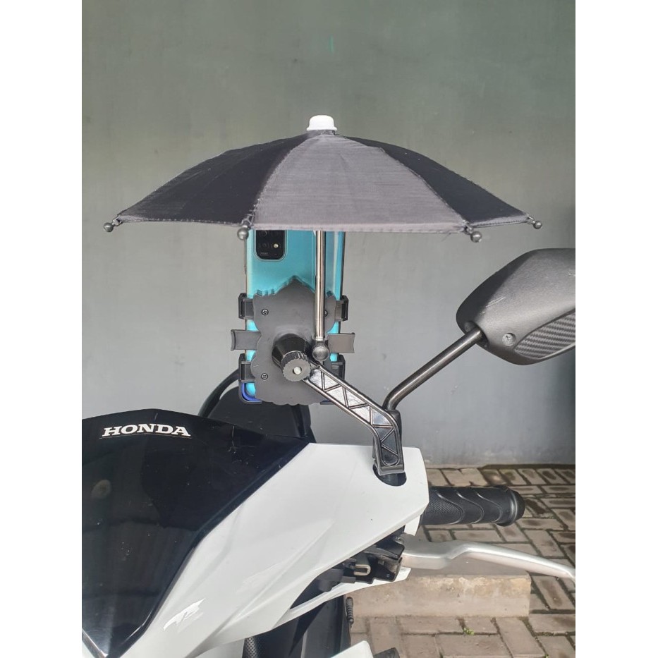 

Ree Holder Handphone Hp Payung Spion Stang Motor Anti Hujan / Panas 2In1