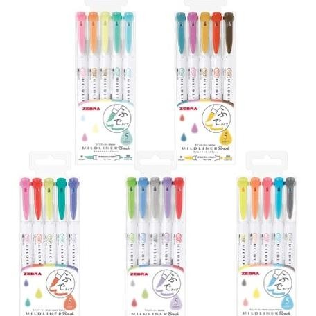 

Zebra Ldliner Brush Double Sided Highlighter Set Of 5 Color