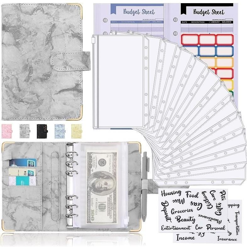 

gs-56 TERMURAH A6 COMPLETE SET BUDGETING PLANNER ISI 12 POUCH FREE STICKER DAN LABEL /BINDER KEUANGAN BUDGET PLAN MARBLE Murah