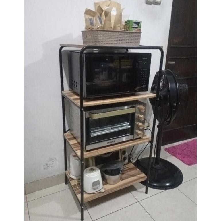Rak Serbaguna Rak Dapur Rak Oven Microwave Retro Industrial