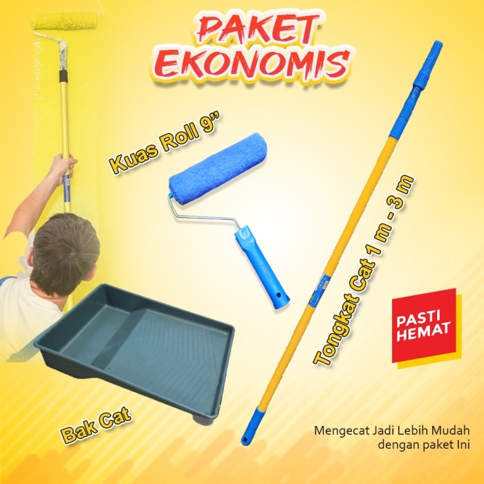 Paket Ekonomis Alat Cat Tongkat Kuas Roll Dan Bak Cat Murah Promo Kuas Roll Bak Cat Extension