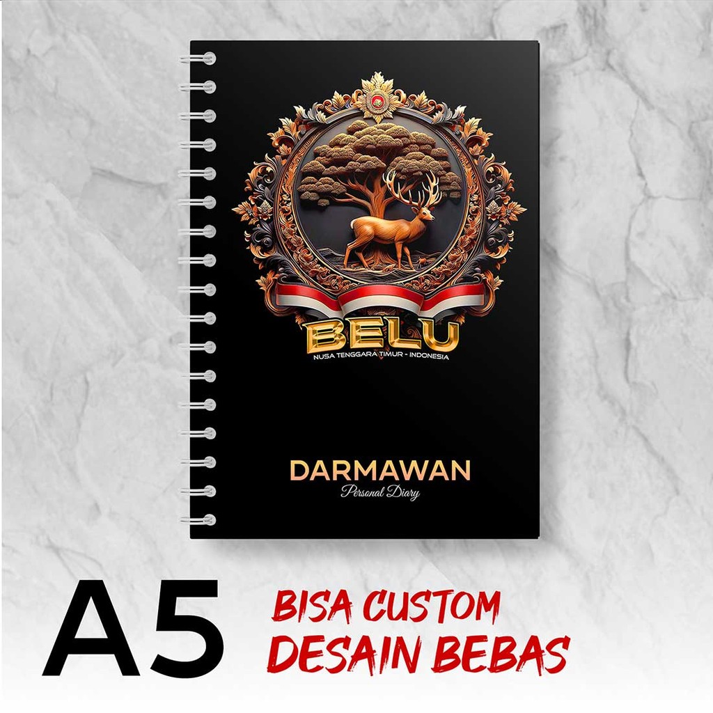 

Blocknote A5 Notebook Custom BELU - NTT Desain Bebas - Spiral Kawat - ATBX3