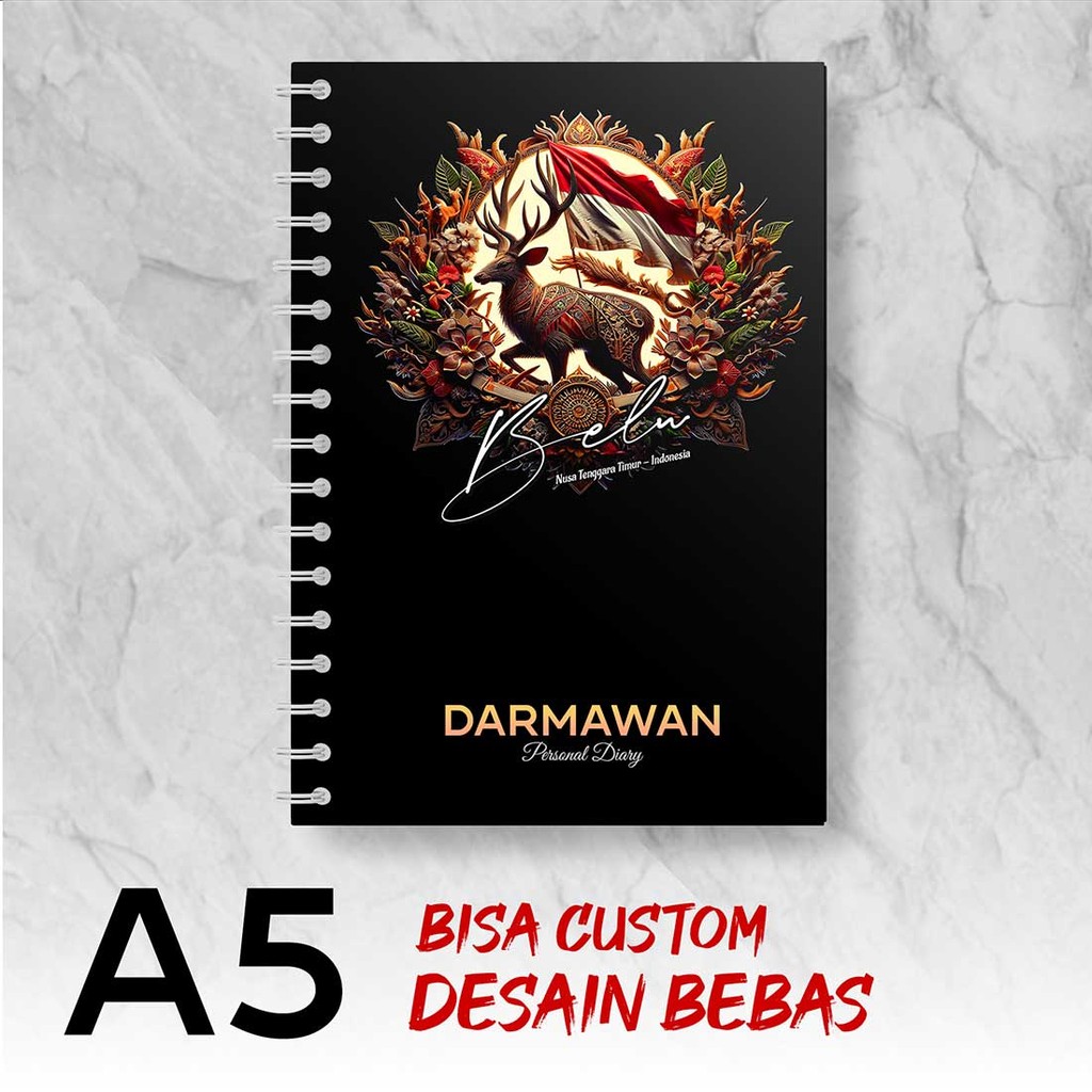 

Blocknote A5 Notebook Custom BELU - NTT Desain Bebas - Spiral Kawat - ATBX6