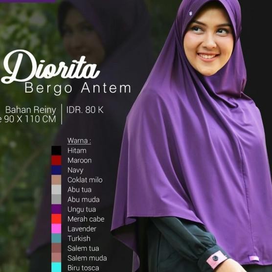 Nibras Hijab Ita Warna Ungu Tua Jilbab Bergo Bahan Reiny Pet Antem