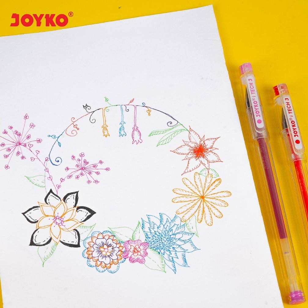 

gd-90 Color Gel Pen Pulpen Pena Joyko GPC-325 iTech3 1 Set 8 Warna 0.28 mm Premium