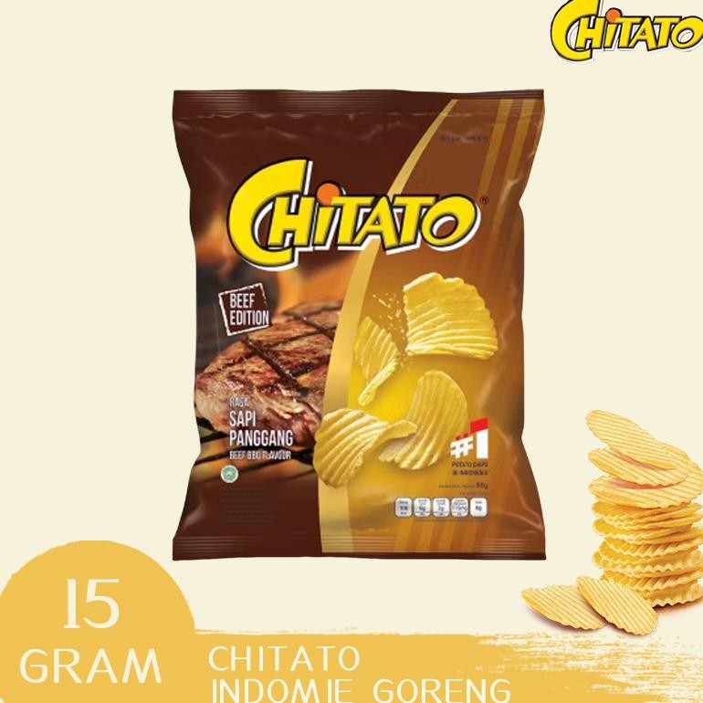 

CHITATO Daging Sapi Panggang 15G Keripik Kentang Daging Sapi BBQ BBQ Makanan Ringan Anak RECER