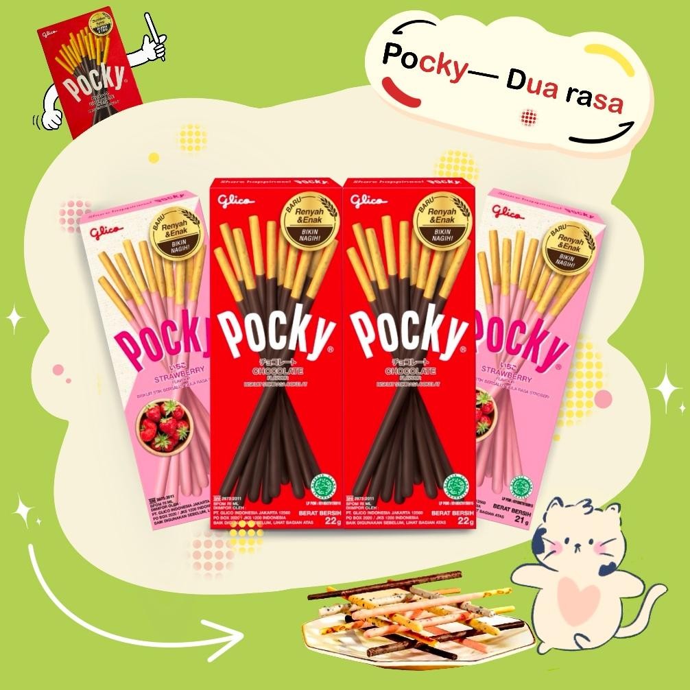 

Glico Pocky :1pcs Chocolate22g&Strawberry22g&cookies cream Stick Biscuit