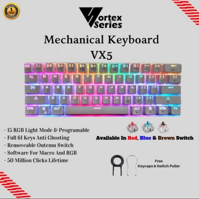 TERBARU Vortex Series VX5 Mechanical Gaming Keyboard RGB Garansi Resmi 1 Tahun