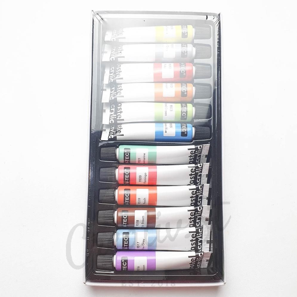 

vf-52 V-Tec Vtec Cat Acrylic 12 Warna Pastel Cat Akrilik Vtec Set Paint Hemat